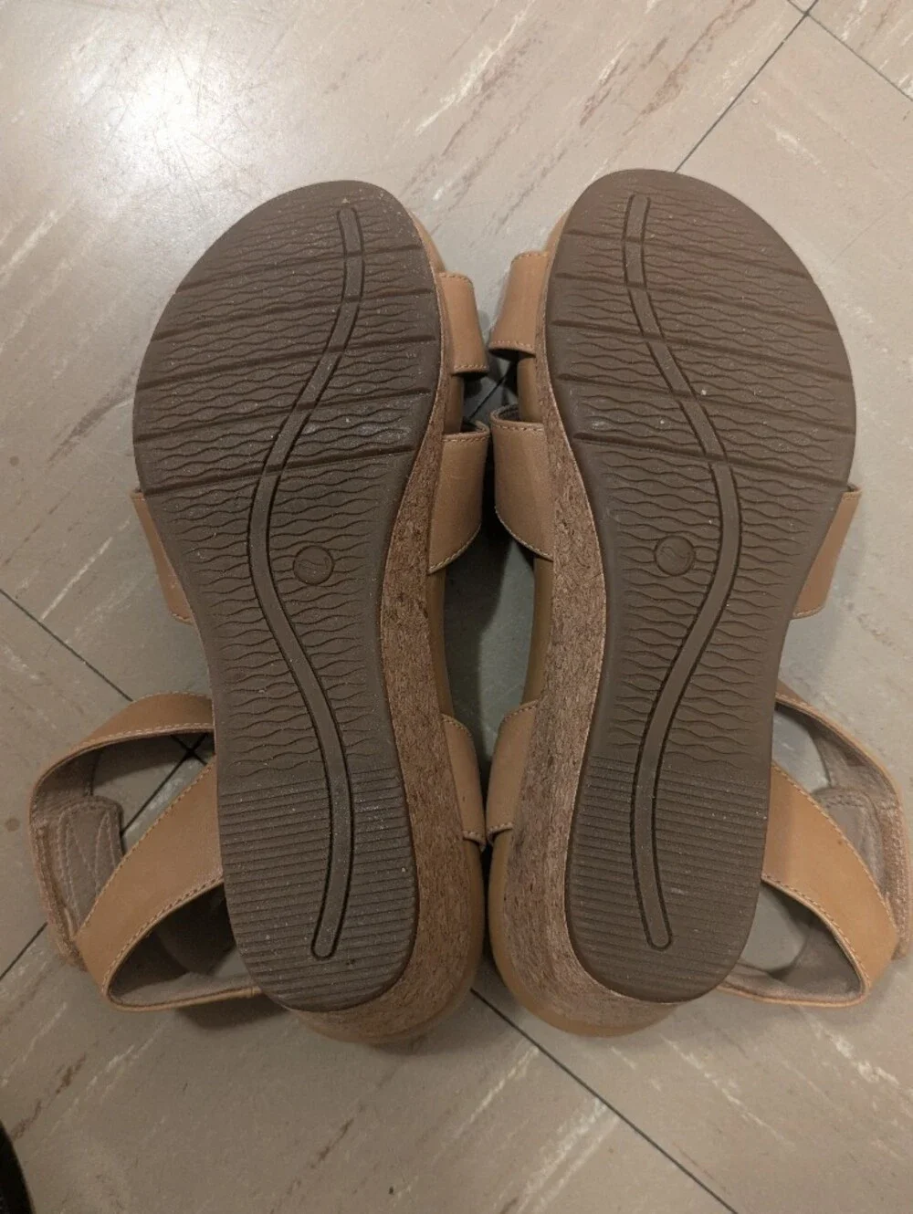Clark's Tan Women’s Platform Sandals with Ankle Strap